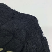 Vintage 90s Black Grandad Jumper Sweater Small