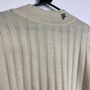 Vintage 90s Beige Fila Knit Jumper Sweater XL