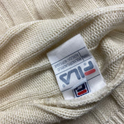 Vintage 90s Beige Fila Knit Jumper Sweater XL