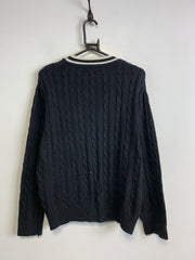 Black Polo Sport Cable Knit Sweater Women's Large