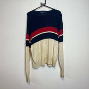 Vintage Navy and Beige Polo Ralph Lauren Knitwear Sweater Men's Medium