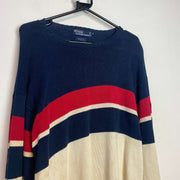 Vintage Navy and Beige Polo Ralph Lauren Knitwear Sweater Men's Medium