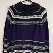 Black White Purple Chaps Knitwear Sweater Women's XL