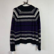 Black White Purple Chaps Knitwear Sweater Women's XL