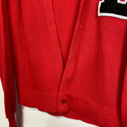 Vintage 90s Red College Knit Jumper Cardigan Medium