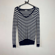 White and Navy Lacoste Jumper Women's Medium