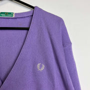 Vintage Fred Perry Purple Knit Cardigan Sweater Large