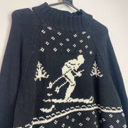 Black and White Chaps Ski Knitwear Sweater Women's Large
