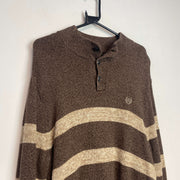 Brown and Beige Chaps Knitwear Sweater Women's Large