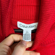 Red Calvin Klein Turtleneck Sweater Jumper Large