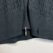 Black Tommy Hilfiger Full Zip Sweater Cardigan Womens XL y2k