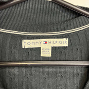 Black Tommy Hilfiger Full Zip Sweater Cardigan Womens XL y2k