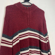 Red and White Chaps Knitwear Sweater Women's Large