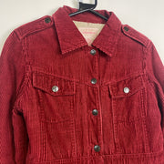 Red Corduroy Fleece Lined Button Up Jacket Women's Medium