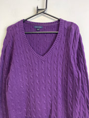 Purple Tommy Hilfiger Cable Knit Sweater Women's XXL