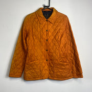 Orange Quilted Barbour Button Up Field Jacket Women's Medium