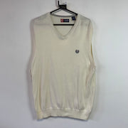 Cream White Chaps Knitwear Jumper Vest Large