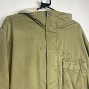 Khaki Green Long Canvas Nike Ski Trench Coat Mens Large