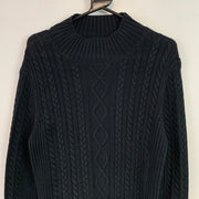 Black Chaps Cable Knit Sweater Women's Large