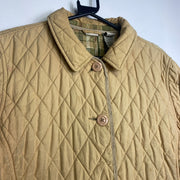 Brown Quilted L.L.Bean Button Up Field Jacket Womens Large