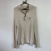 Cream White Chaps Cable Knit Sweater Men's Medium