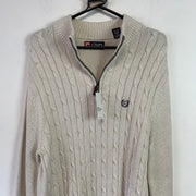 Cream White Chaps Cable Knit Sweater Men's Medium