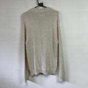 Cream White Chaps Cable Knit Sweater Men's Medium