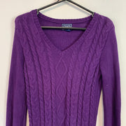 Purple Chaps Cable Knit Sweater Women's Small