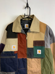 Reworked Multicolour Carhartt Workwear Patchwork Jacket Men's Large