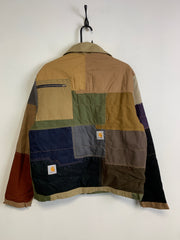 Reworked Multicolour Carhartt Workwear Patchwork Jacket Men's Large