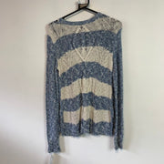 Grey and Blue Chaps Knitwear Sweater Women's Small