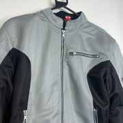 Vintage Silver Black Biker Racing Jacket y2k Firstgear Womens Large