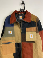 Reworked Multicolour Carhartt Workwear Patchwork Jacket Women's Large