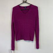 Purple Pink Chaps Cable Knit Sweater Women's XL