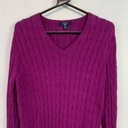 Purple Pink Chaps Cable Knit Sweater Women's XL