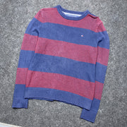 Navy and Red Tommy Hilfiger Knitwear Sweater Men's Medium