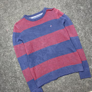 Navy and Red Tommy Hilfiger Knitwear Sweater Men's Medium