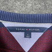 Navy and Red Tommy Hilfiger Knitwear Sweater Men's Medium