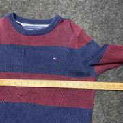 Navy and Red Tommy Hilfiger Knitwear Sweater Men's Medium