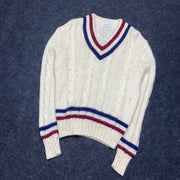 White Preppy Knit Sweater Women's Large