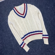 White Preppy Knit Sweater Women's Large