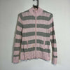 Grey Pink Striped Full Zip Tommy Hilfiger Knit Jumper Womens Medium