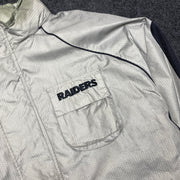 Grey and Black NFL Raiders Jacket Men's Large