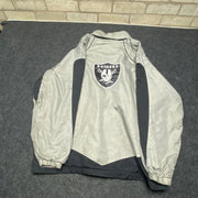 Grey and Black NFL Raiders Jacket Men's Large