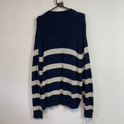 Navy and White Chaps Knitwear Sweater Women's XXL