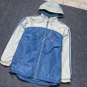 Vintage 90s Grey and Navy Adidas Jacket Men's Small