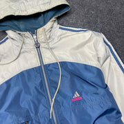 Vintage 90s Grey and Navy Adidas Jacket Men's Small