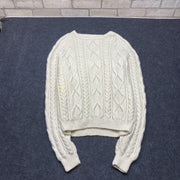 Cream White Chunky Knit Sweater Men's Large