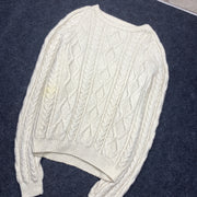 Cream White Chunky Knit Sweater Men's Large