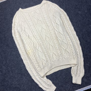 Cream White Chunky Knit Sweater Men's Large